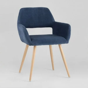 Стул с подлокотниками мягкий синий "Кромвель" STOOL GROUP ДИЗАЙНЕРСКИЕ 00-3881960 Синий