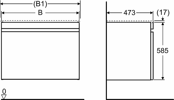 42390 IFO Renova Плоская тумба для тонкой раковины с ящиком и внутренним ящиком, Ш = 988 мм, Ш1 = 1000 мм, темно-серый  - Вид №16