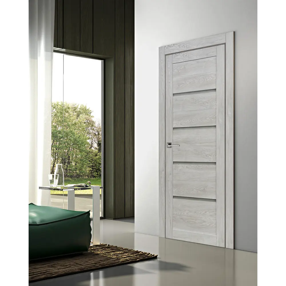 Комплект двери Тренд горизонтальный со стеклом 80x200 см Hardflex серый с добором 150 мм ПРИНЦИП STLM-2158259 - Вид №1