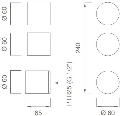 Ceadesign Термостатический смеситель и 2 крана открыть / закрыть Opus Ops 52 - Вид №1