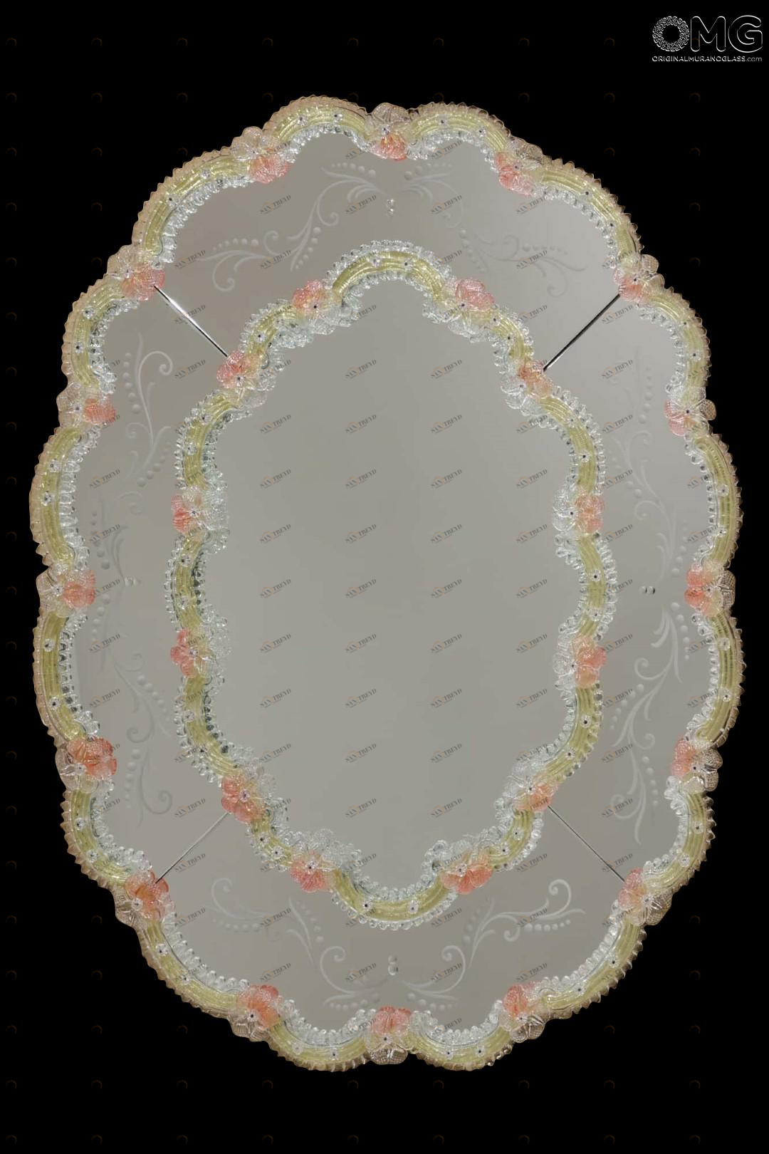 2223 ORIGINALMURANOGLASS Венецианское зеркало Fiorenza - овальное  см 