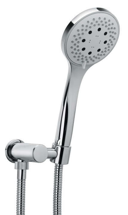 936/3 3 GETTI / 3 ФУНКЦИИ Душевой набор с коленом для подачи воды, поворотный кронштейн Ø мм. 100 3-х функциональный ручной душ и ммс. Гибкий шланг 1500 с двойной блокировкой, конический 1/2 ”FF. Bongio Wellness 936/3 3 GETTI/3 FUNCTIONS