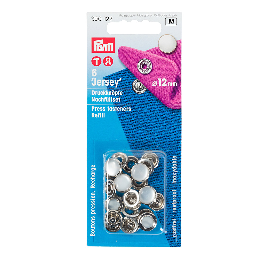 390122 Кнопка Джерси жемчужинка дополнительные латунь d 12 мм 6 шт. перламутр, без приспособл. для установки PRYM 