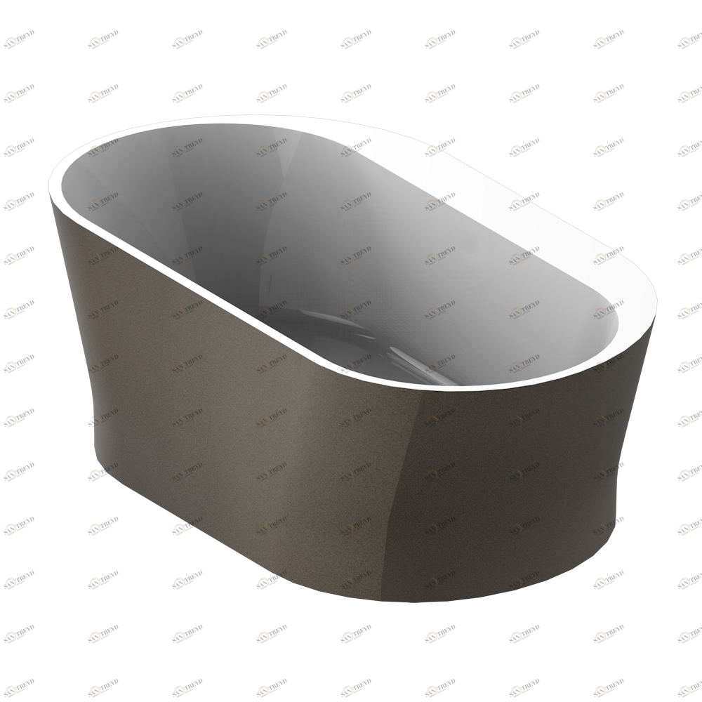 B11-B592 Ванна с асимметричным бортиком MONCEAU 180 x 95 x 60 см, без донного клапана Thg-paris Свободностоящие ванны Металлизированная бронза, матовый белый внутри 