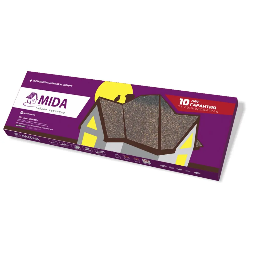 Черепица гибкая Mida Трио Антик коричневый 3 м² 15569363 STLM-2096526 ТЕХНОНИКОЛЬ - Вид №3