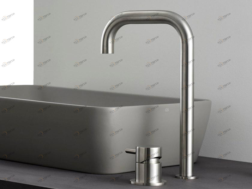 MINA Смеситель для умывальника из нержавеющей стали на 2 отверстия с аэратором Stiriana 6300-6190