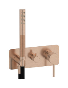 Внешние части встроенного в стену смесителя на 2 потребителя в комплекте с душевым гарнитуром WE ARE IB id313sr Brushed Rose Gold Industria
