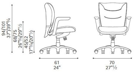 Poltrona Frau Поворотное кожаное кресло Executive с 5-ю спицами и колесами L'ufficio - poltrone ufficio sun-id-1372591 - Вид №6