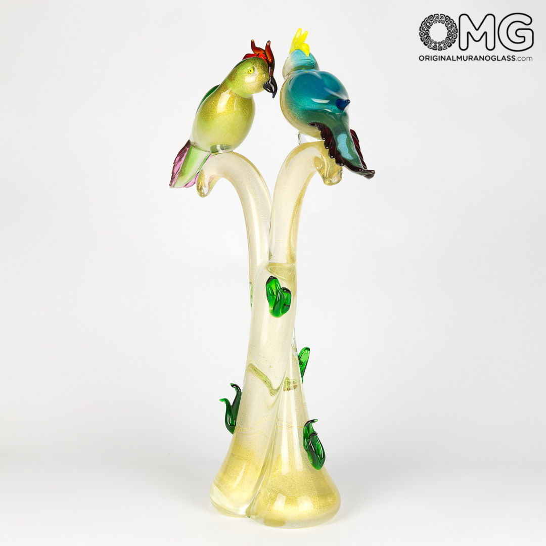 475 ORIGINALMURANOGLASS Скульптура Влюбленные попугаи - grandi - муранское стекло OMG 13 см  - Вид №1