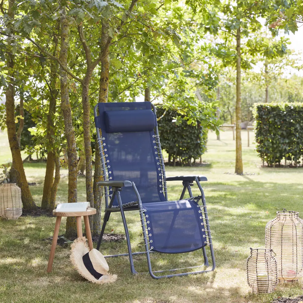 Шезлонг Multipo Zero с подушкой 65.5x116x91 см сталь/текстилен голубой 87082115 STLM-2182429 Santreyd  - Вид №5