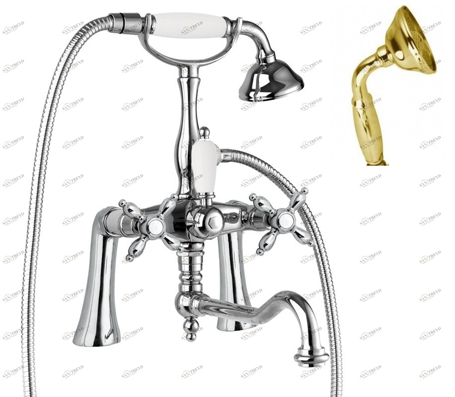 Смеситель на борт ванны с поворотным изливом, шлангом 150 см CEZARES NOSTALGIA-PBV2-03/24-M