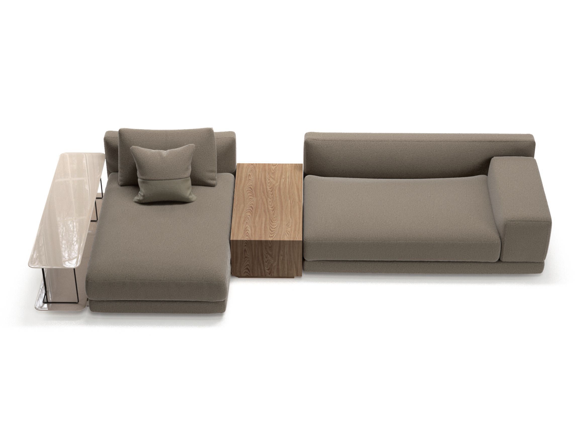 Секционный тканевый диван с журнальной стойкой и шезлонгом Natuzzi Italia Melpot ARCH-00143369