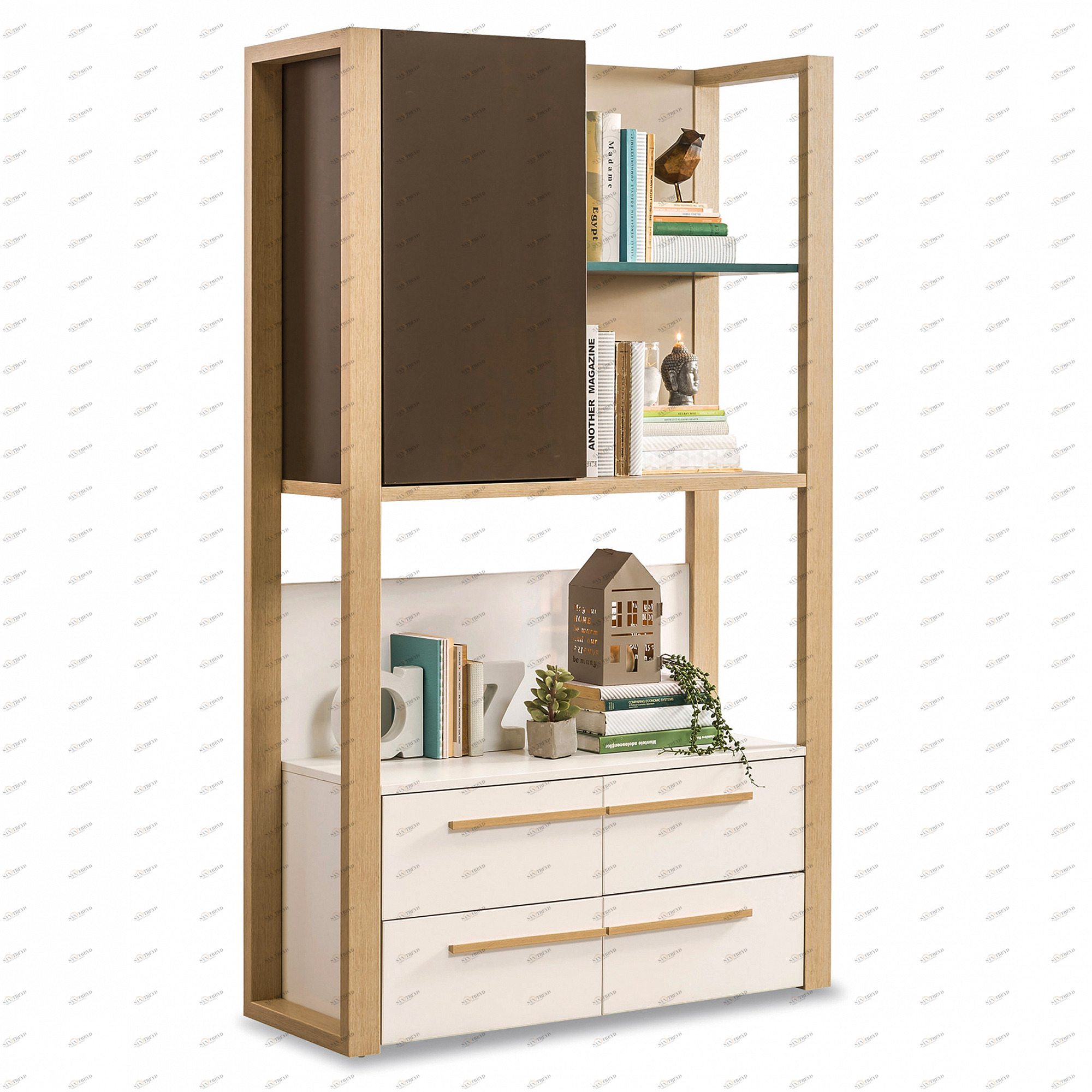 Стеллаж с 2 ящиками и дверцей светлый дуб Lofter CILEK LOFTER 00-3832193 Бежевый Santreyd 