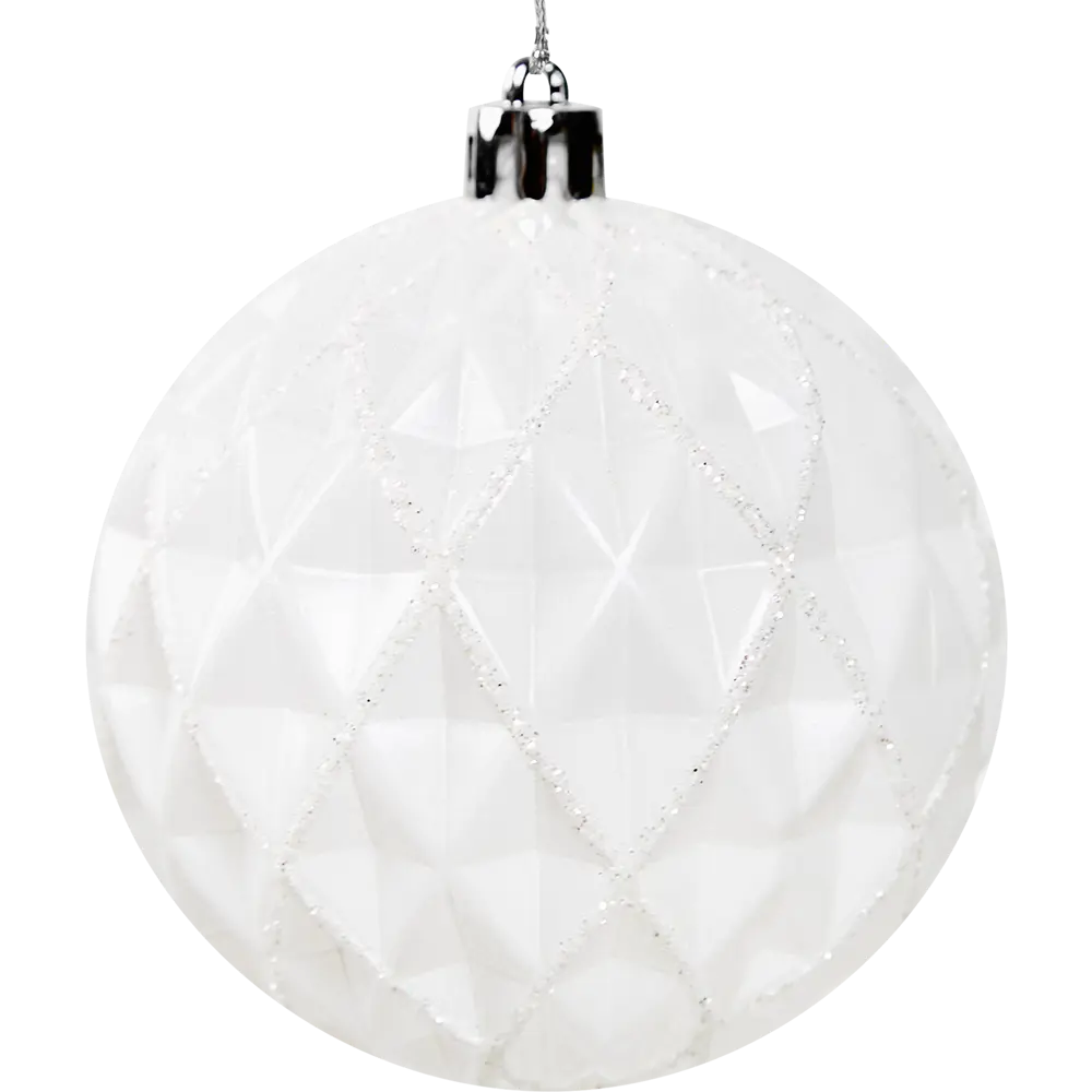 87036367 Елочное украшение Шар с объемным узором Christmas ø8 см цвет белый STLM-1472799 Santreyd  - Вид №1