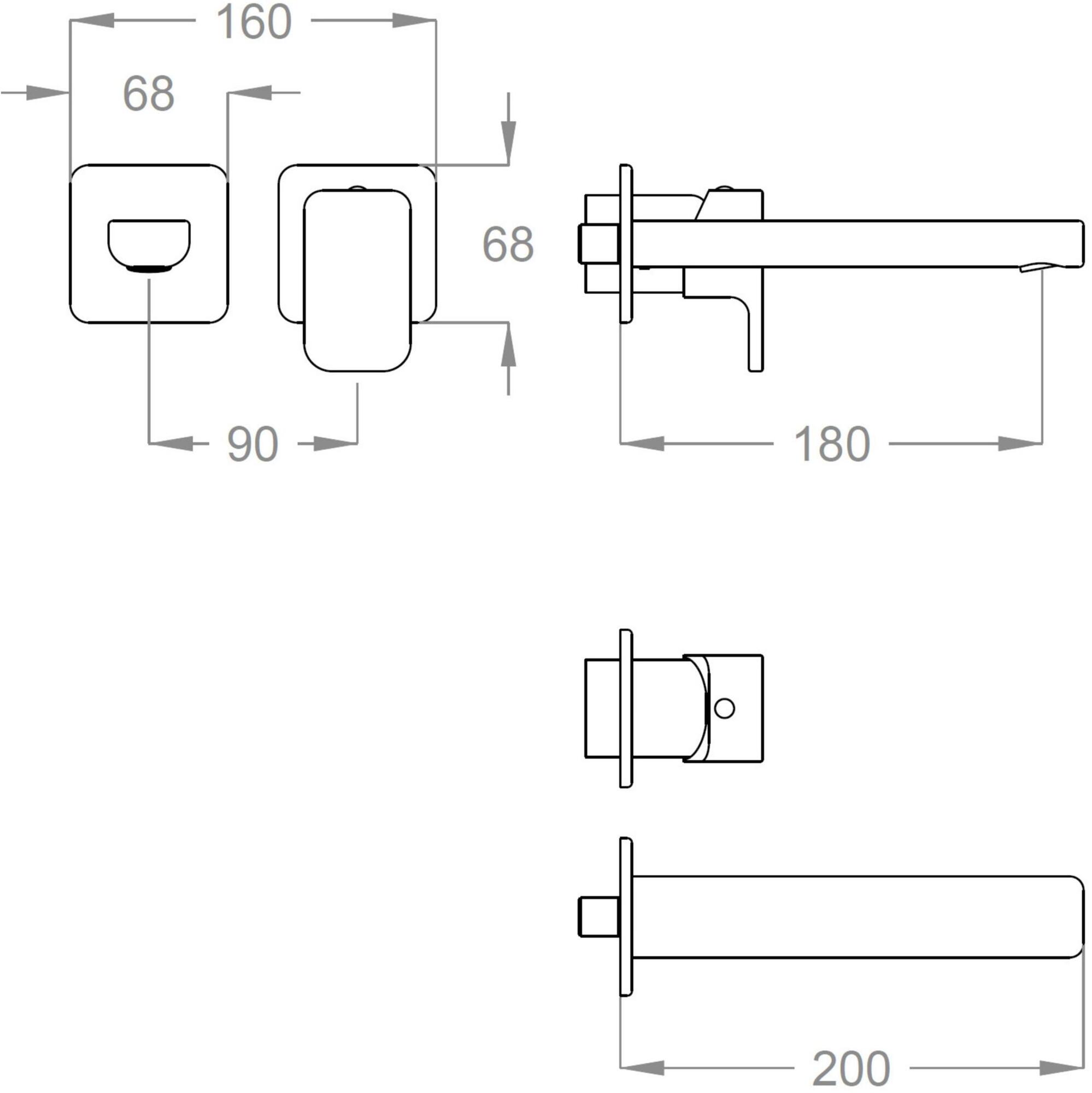 Fir Italia Смеситель для умывальника настенный из латуни с одной ручкой Daily 44 sun-id-1365973 - Вид №1