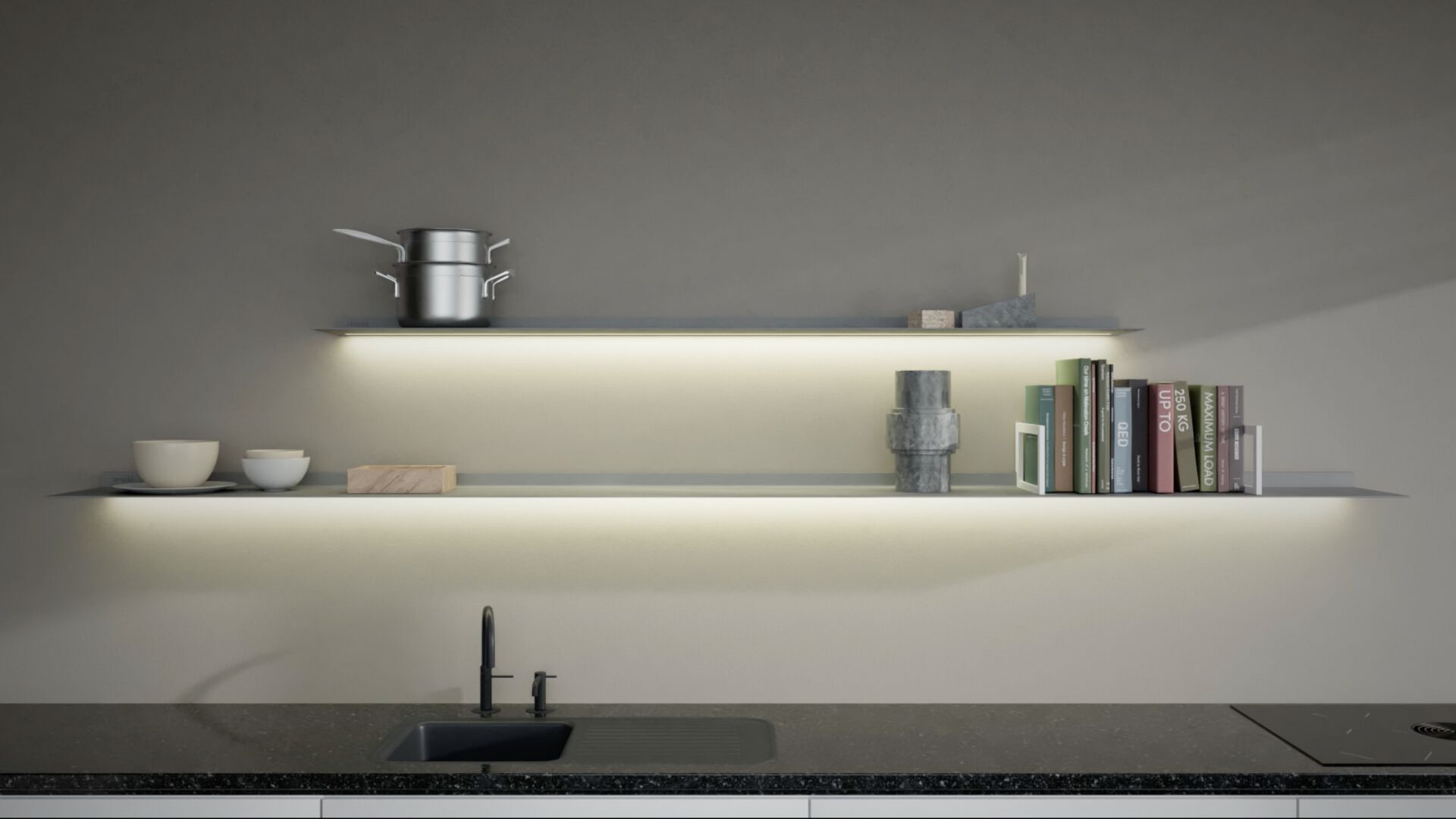 Алюминиевая полка со встроенным освещением Strackk WALL SHELF WITH LIGHT UNDER ARCH-00138510 - Вид №6