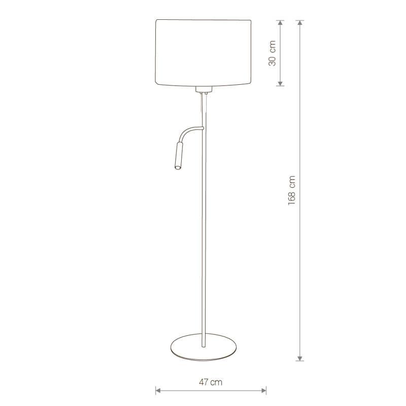 Торшер с абажуром и лампой для чтения серый Hotel Plus 9072 NOWODVORSKI HOTEL PLUS 00-3948902 Серый  - Вид №1