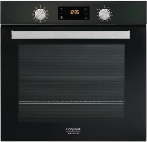 FA5 841 JH BL HA 59.5x59.5x55.1 см, 9 программ, дисплей, очистка паром, откидной гриль, телескопические направляющие на одном уровне, 71л, черный Hotpoint-Ariston