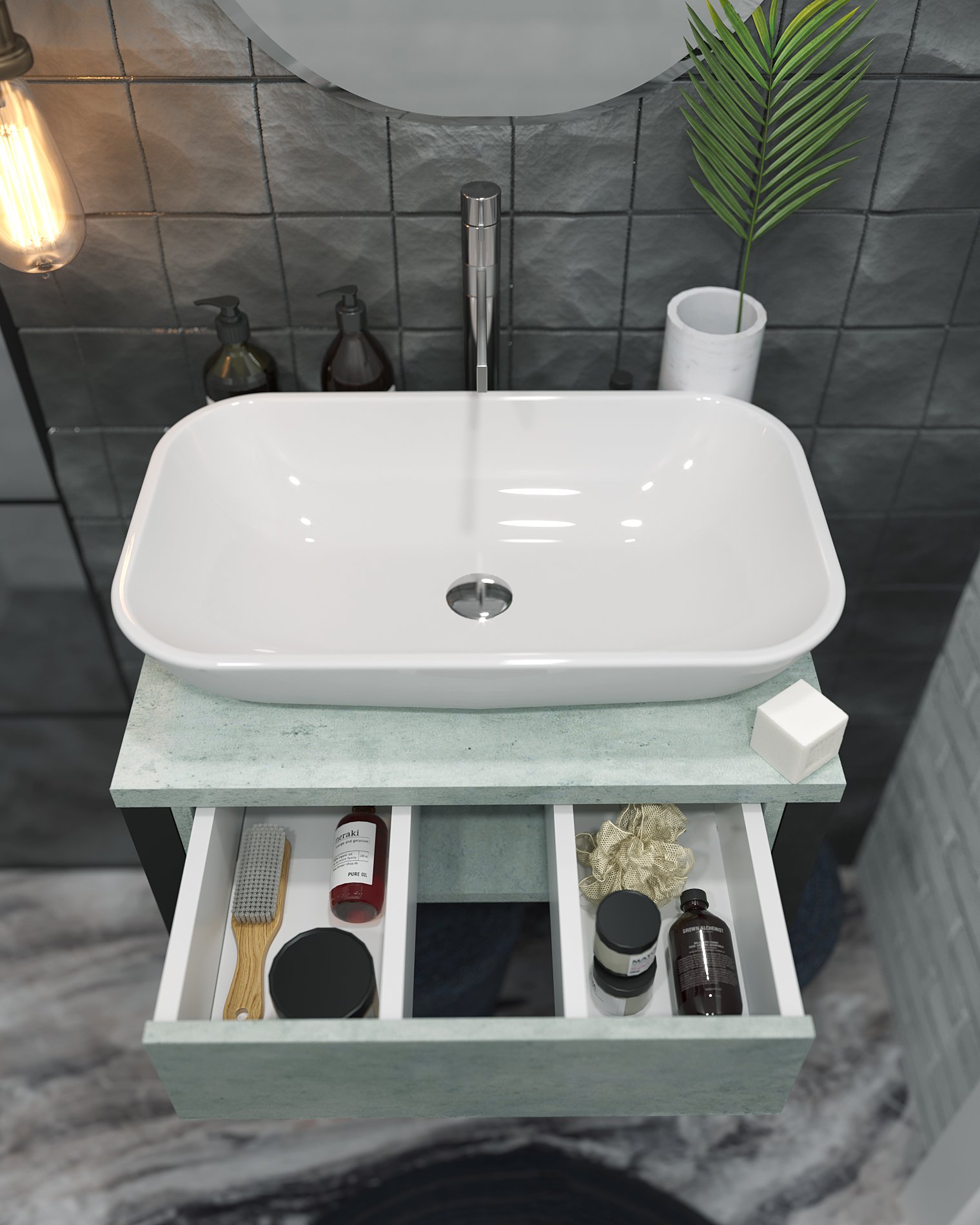 Тумба GRUNGE LOFT 60П 1в.я Бетон светлый 1 Marka Ц0000001582 - Вид №1