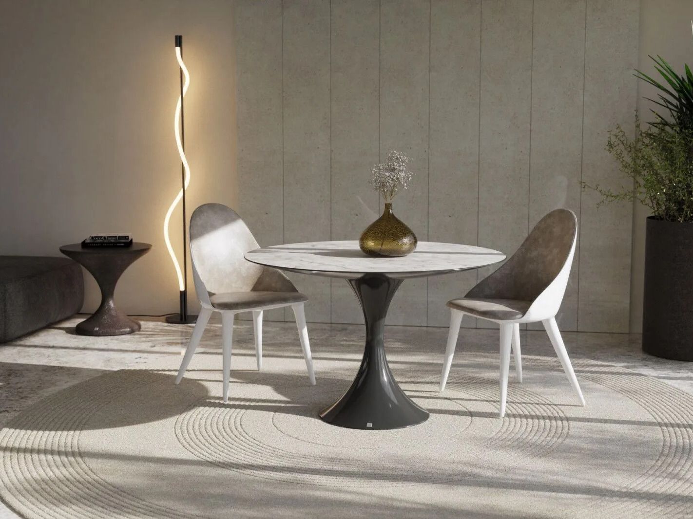 Обеденный стол из стекловолокна с столешницей из каррарского мрамора GANSK JADE ARCH-00019345