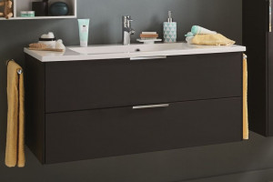 SETDL121(777/177) Puris D.Light, тумба + раковина из минерального литья 1200 мм, цвет серый космос матовый