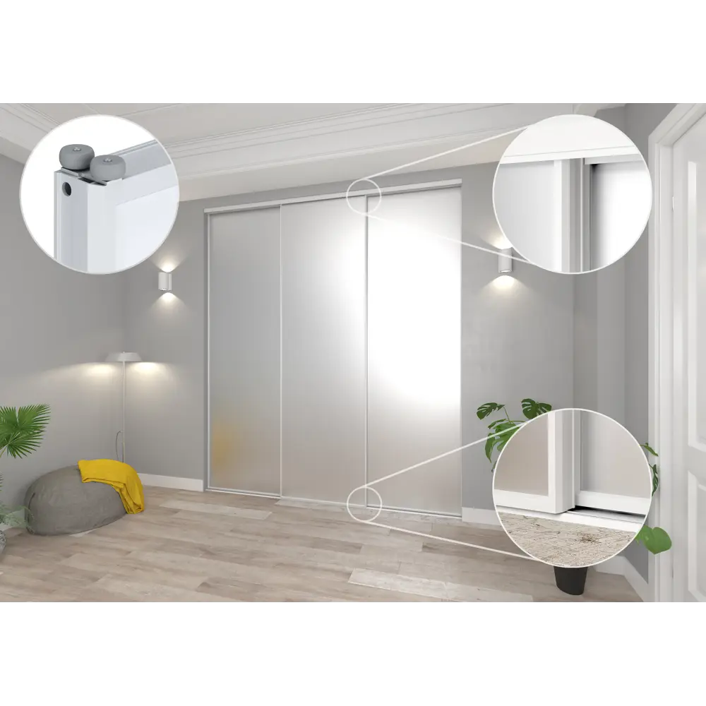 Дверь-купе KONSENSA 225.5x60.4 см с матовым зеркалом профиль белый узкий 89443967 STLM-2119757  - Вид №13