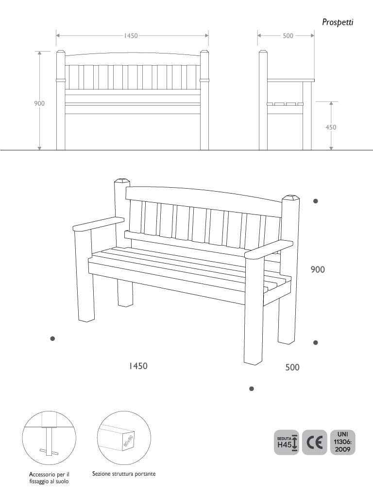 Скамейка Strongplast со спинкой EUROCOMITALIA современная мебель ARCH-00026712 - Вид №2