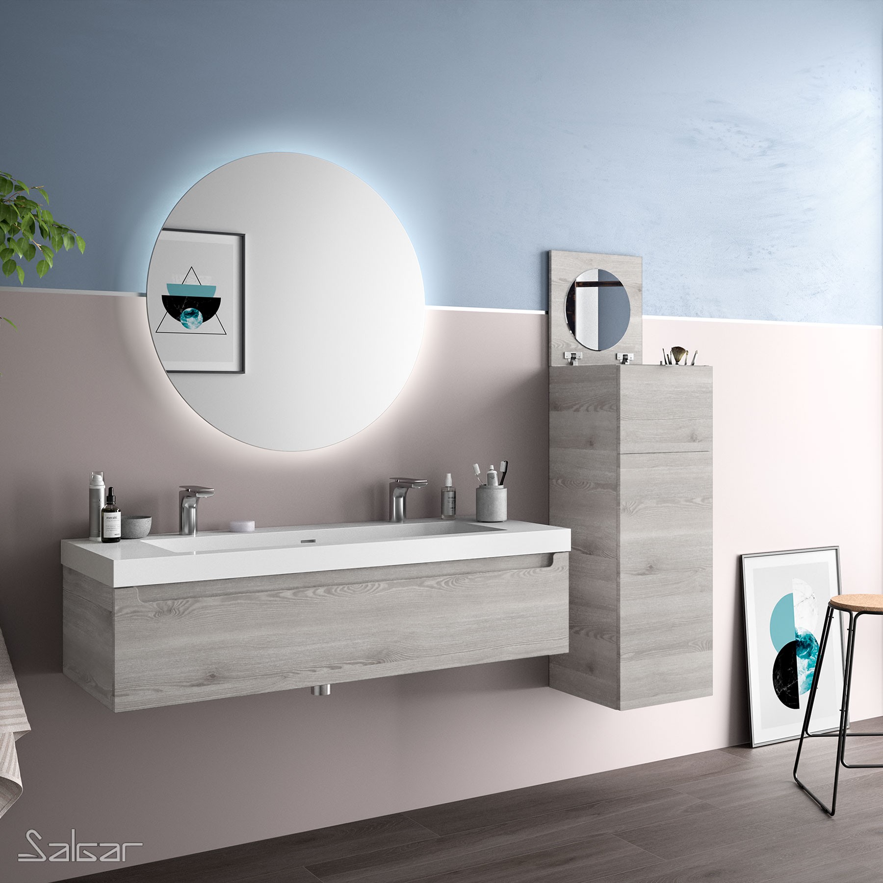 23939 SALGAR Мебель под умывальник MONTERREY 1200 1 ящик металлический BAY PINE 1197 x 270 x 450 мм Лавровая сосна 