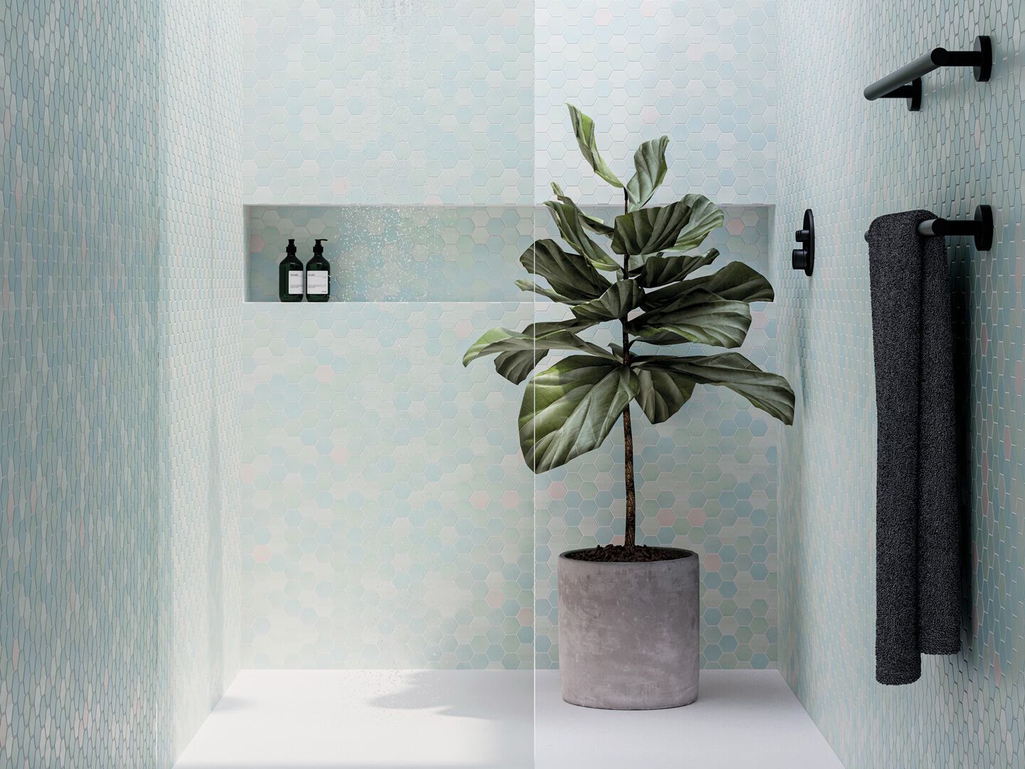 Стеклянная нескользящая мозаика Onix Hex XL Cotto ARCH-00051001 - Вид №2