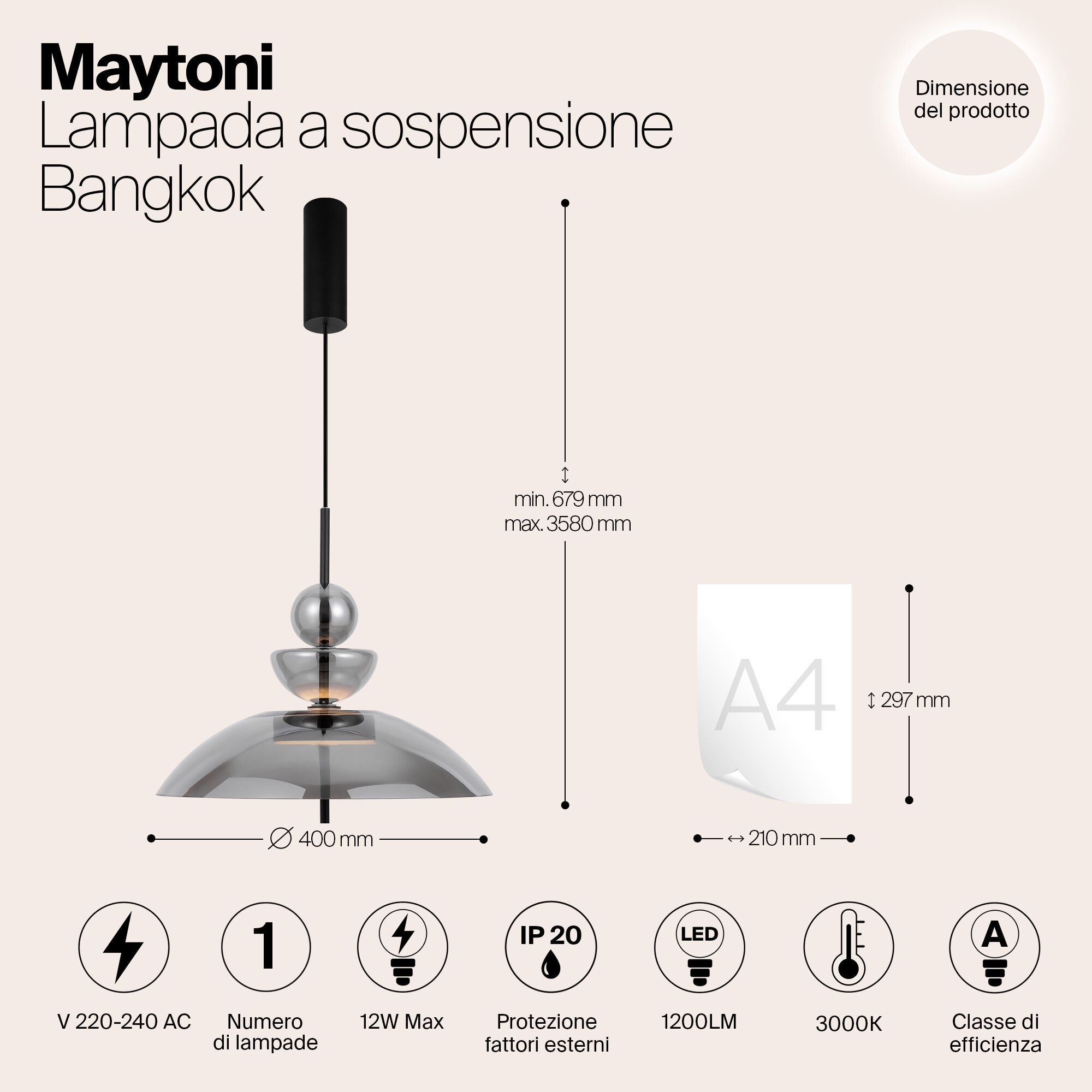 Стеклянный светодиодный подвесной светильник Maytoni BANGKOK ARCH-00053517 - Вид №5