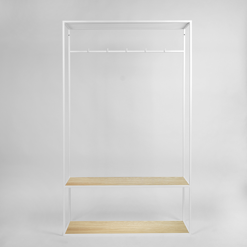 Вешалка в прихожую с полкой белая, светлый дуб Hallra 2 white INTELLIGENT DESIGN ВЕШАЛКИ HALLRA 261049 Белый  - Вид №1