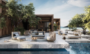 Плетеное и тканевое садовое кресло