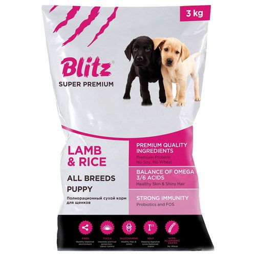 ПР0037292 Корм для щенков lamb & rice all breeds puppy с ягненком и рисом сух. 3кг Blitz 
