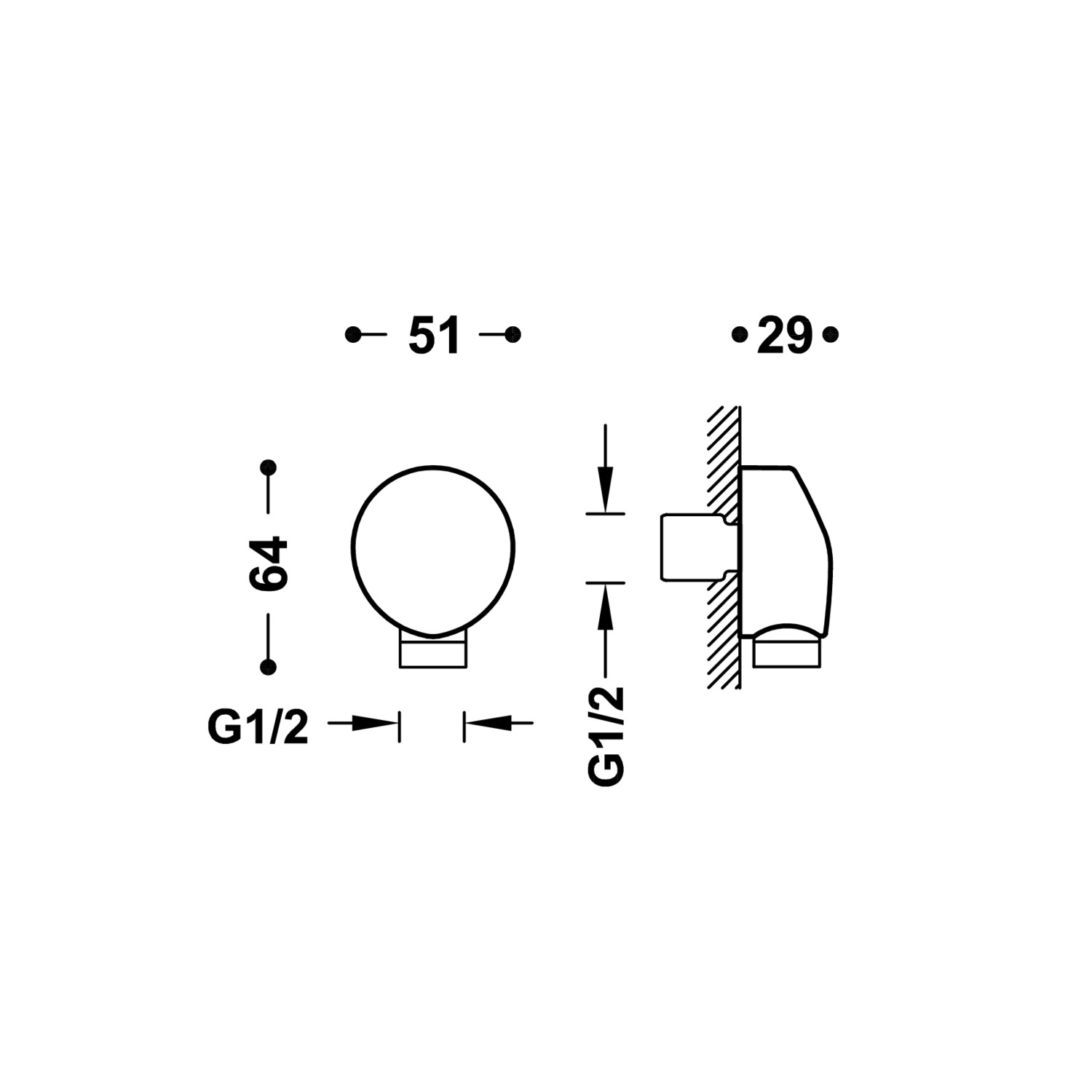 Колено с настенным соединением для шланга-134757 TRES RICAMBI - Вид №1