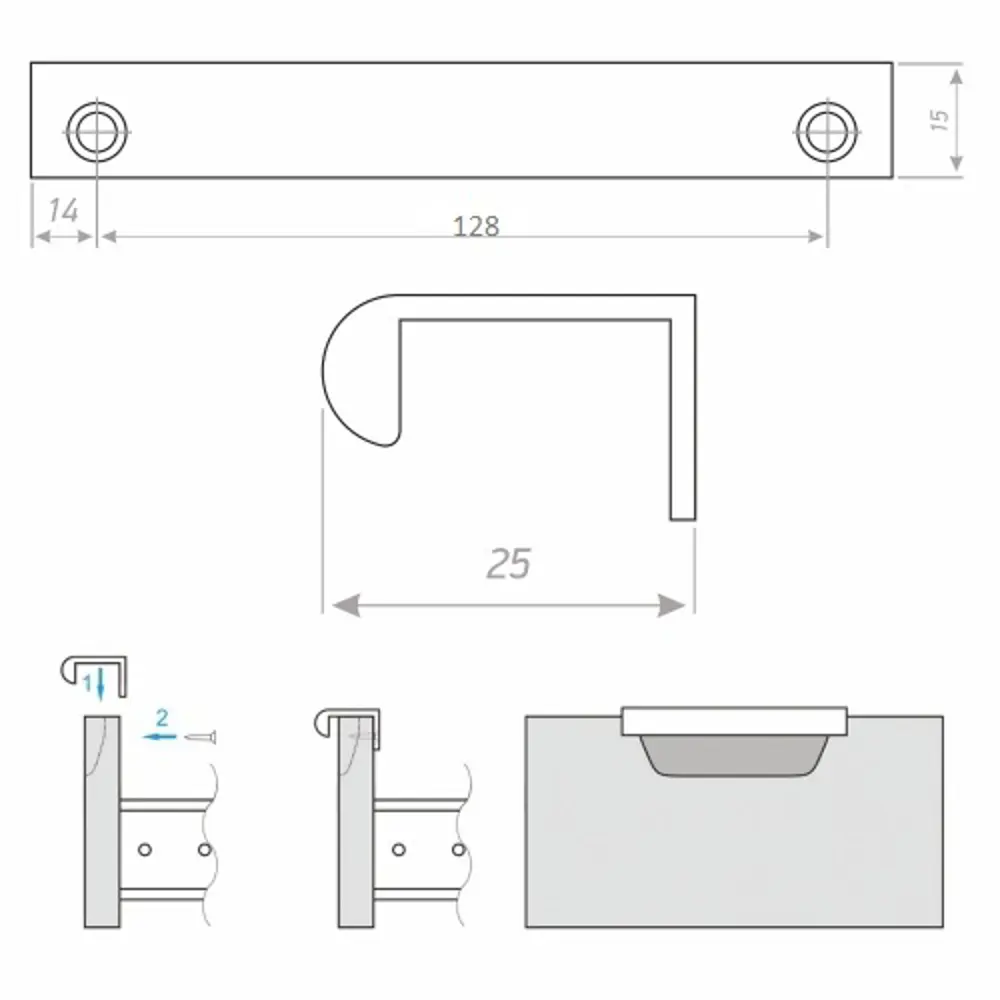 Мебельная ручка-профиль графит 128 мм Jet STLM-2209508 - Вид №4