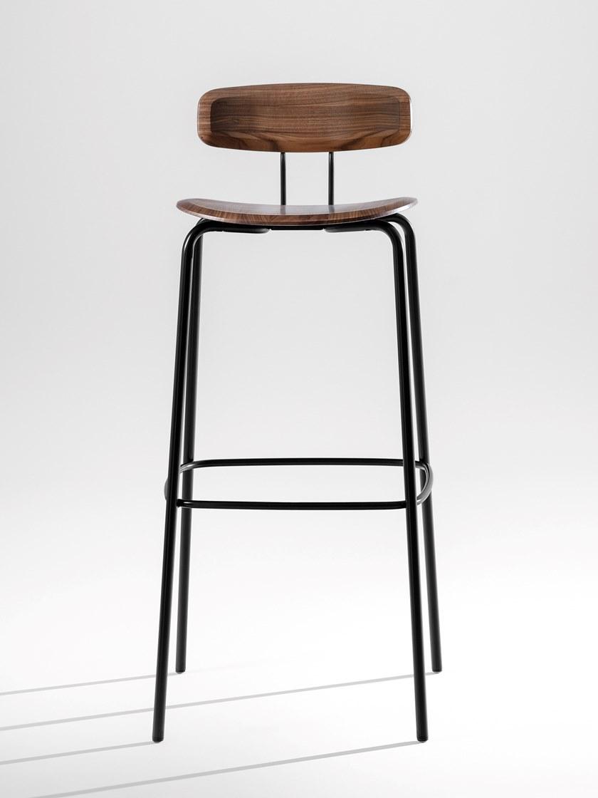ZEITRAUM Барный стул из стали и дерева со спинкой и подставкой для ног Okito sun-id-1481468 - Вид №4