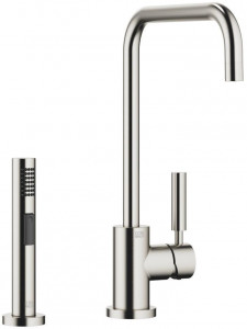 33820625-06_1_27721970-06_1 Смеситель однорычажный с душевым гарнитуром для ополаскивания - платина матовая Dornbracht Meta.02