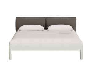 Алюминиевая двуспальная кровать с мягким изголовьем