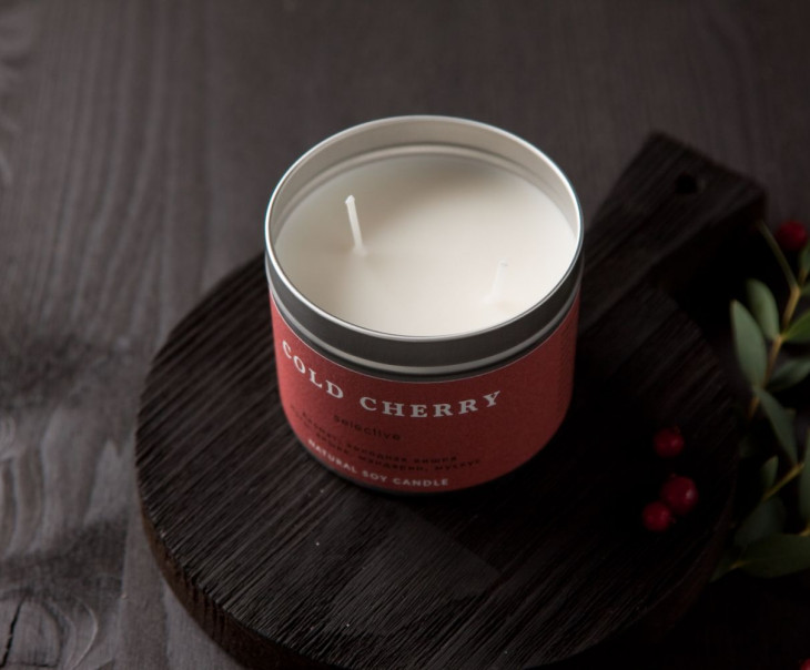 7834 Ароматическая свеча из соевого воска «Холодная вишня»_200 мл. Вкусляндия  - Вид №1