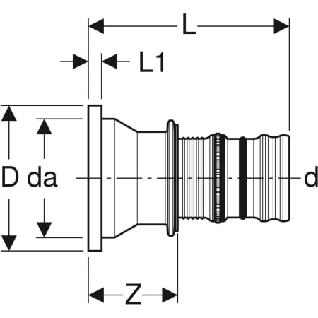 608.520.00.5 Фланец с прессовым соединением, для свободных фланцев Geberit Mepla PN 6 и PN 10/16 Geberit  - Вид №2