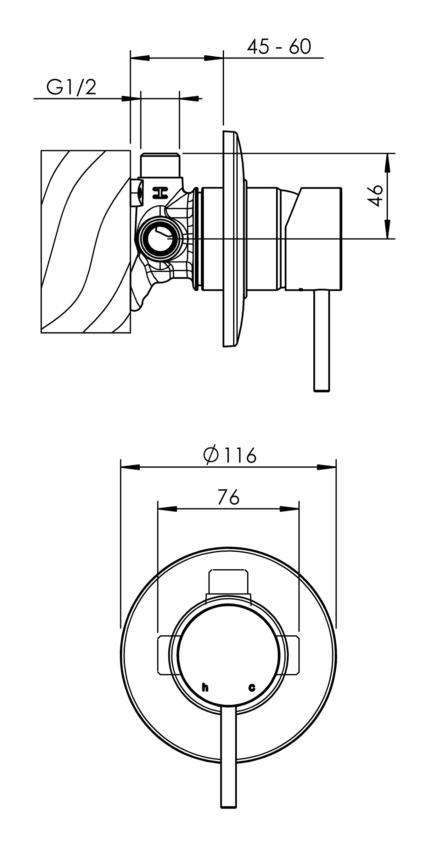 MMHPSCP Минималистичное давление в смесителе для душа Methven Minimalist - Вид №1