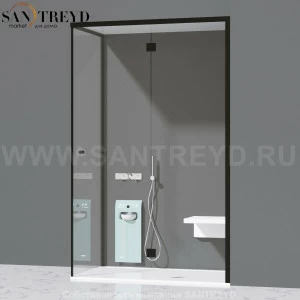 Effegibi FITBOX B Душевая кабина с профилем из черного алюминия. Установка: в правый угол. Размеры: длина 139 см, Дверные петли на стекле FB10020008