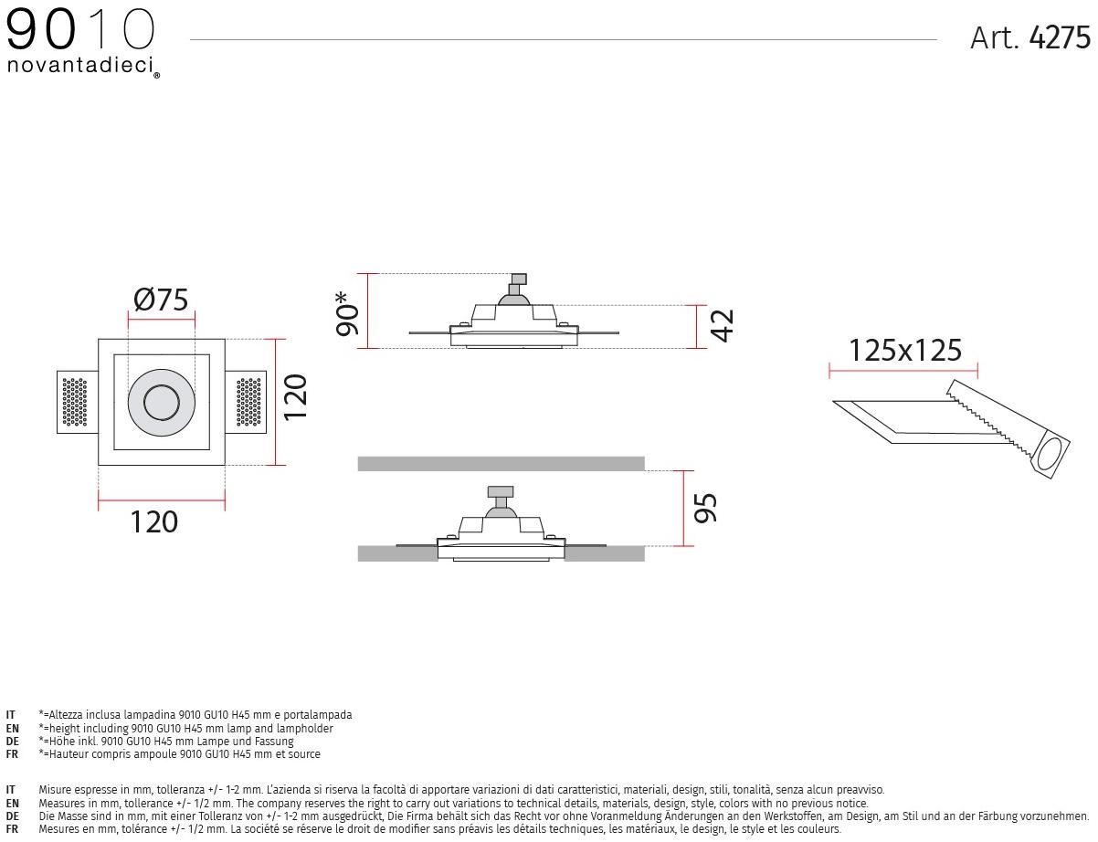 9010 novantadieci Встраиваемые настенные и потолочные светильники из cristaly®  4275  - Вид №2