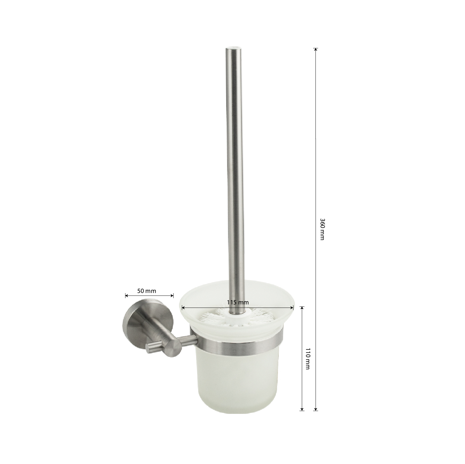 GFmark - Ёрш для унитаза, стеклянный, с креплением к стене, из нержавеющей стали, код: 80162  - Вид №2