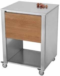 JOKODOMUS Тележка для еды / отдельно стоящий кухонный модуль из нержавеющей стали и дерева Cun