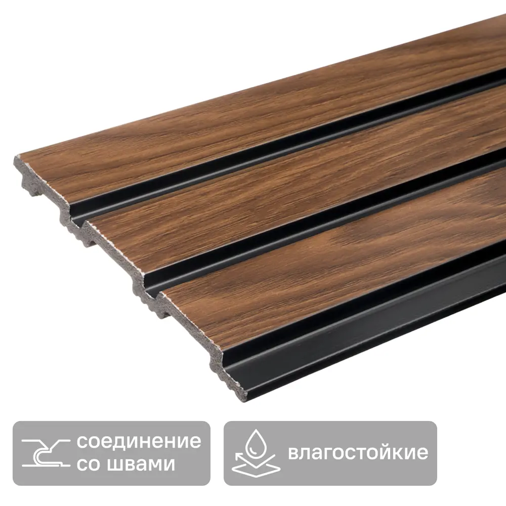 Стеновая панель ПВХ 3D махагон 2700x120x10 мм 0.324 м² 89359731 STLM-2178834 Santreyd 