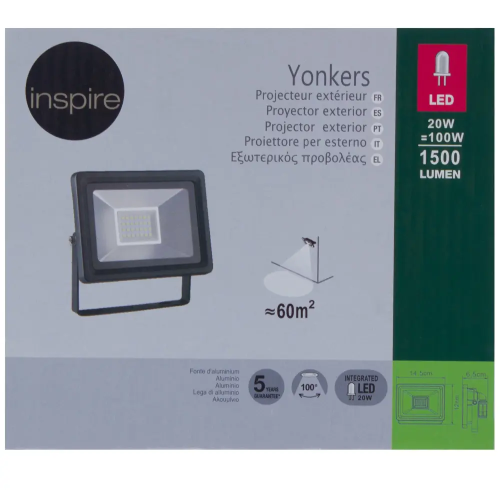 Прожектор светодиодный Inspire Yonkers 20 Вт, 1500 Лм, IP65 17966696 STLM-2072723  - Вид №4