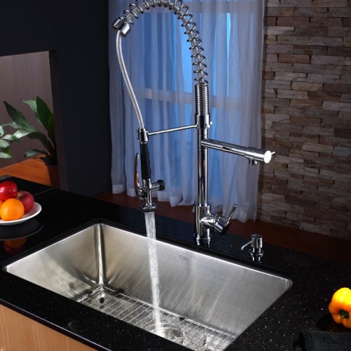 KHU100-30-KPF1602CH-KSD33CH Накладная раковина на столешницу  прямоугольная Krausru  - Вид №3