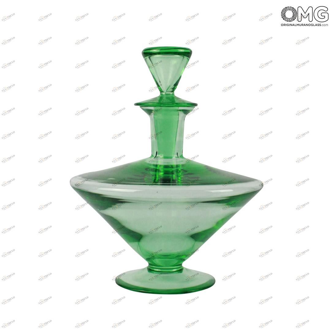 1751 ORIGINALMURANOGLASS Зелёный сосуд с пробкой - Carlo Moretti - муранское стекло 9 см 