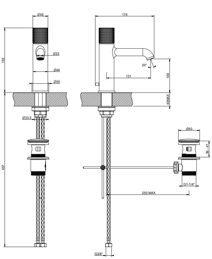 Смеситель для раковины из хромированной латуни Gessi Habito ARCH-00087794 - Вид №1